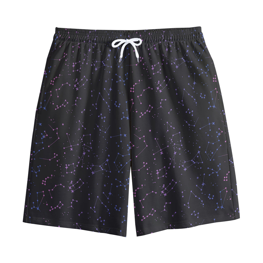 Purple Zodiac Stars Pattern Print Cotton Shorts