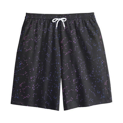 Purple Zodiac Stars Pattern Print Cotton Shorts