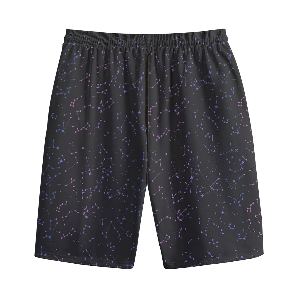 Purple Zodiac Stars Pattern Print Cotton Shorts