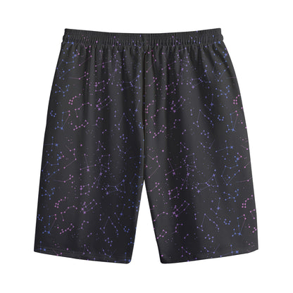 Purple Zodiac Stars Pattern Print Cotton Shorts