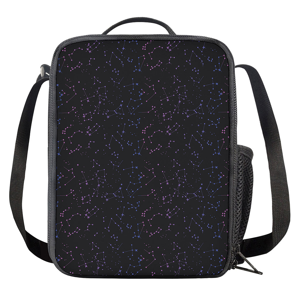 Purple Zodiac Stars Pattern Print Crossbody Lunch Bag