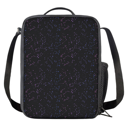 Purple Zodiac Stars Pattern Print Crossbody Lunch Bag