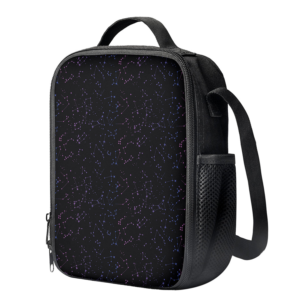 Purple Zodiac Stars Pattern Print Crossbody Lunch Bag