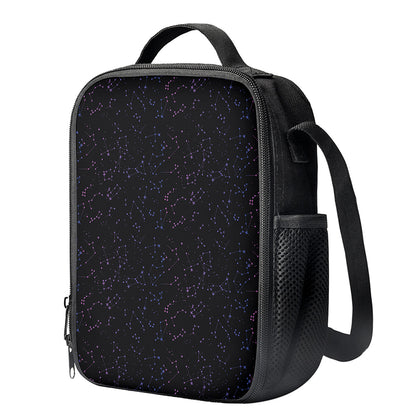 Purple Zodiac Stars Pattern Print Crossbody Lunch Bag