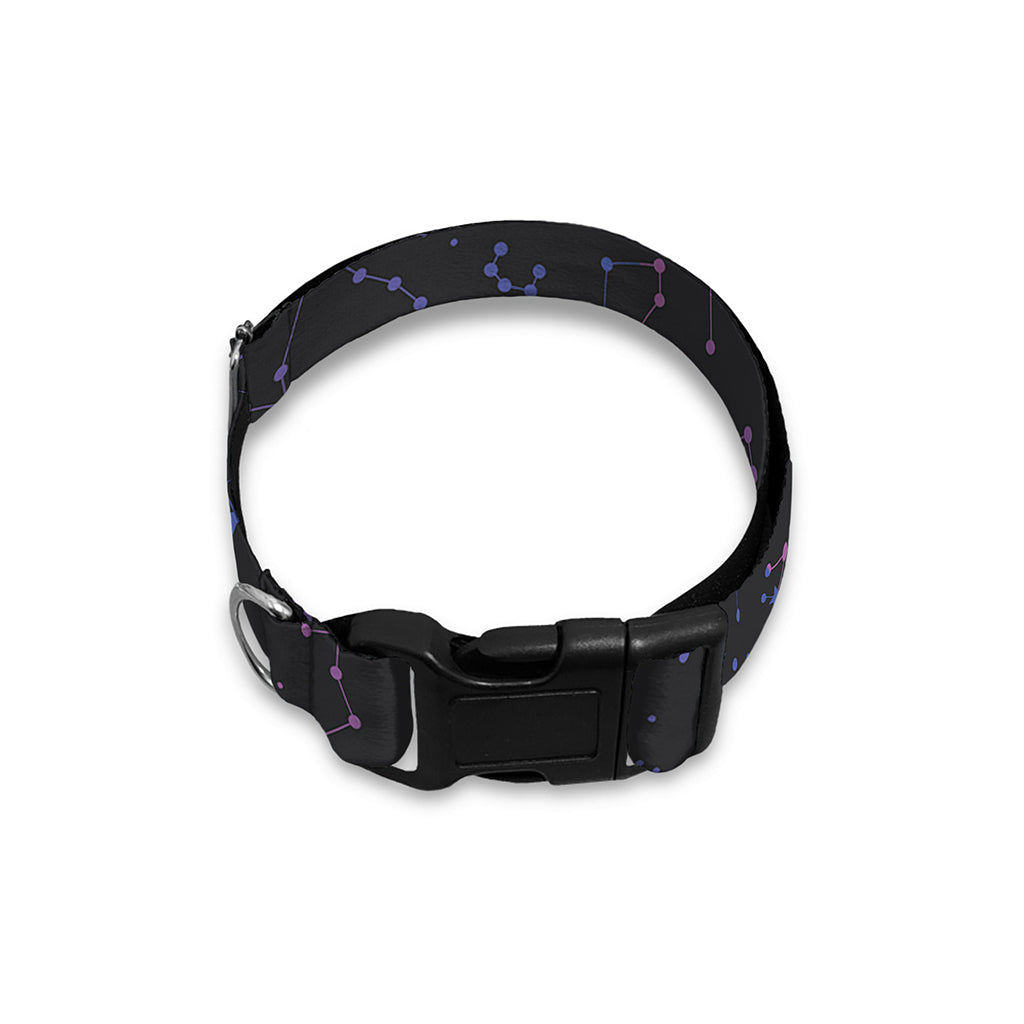 Purple Zodiac Stars Pattern Print Dog Collar