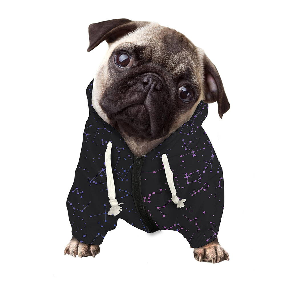 Purple Zodiac Stars Pattern Print Dog Zip Up Hoodie