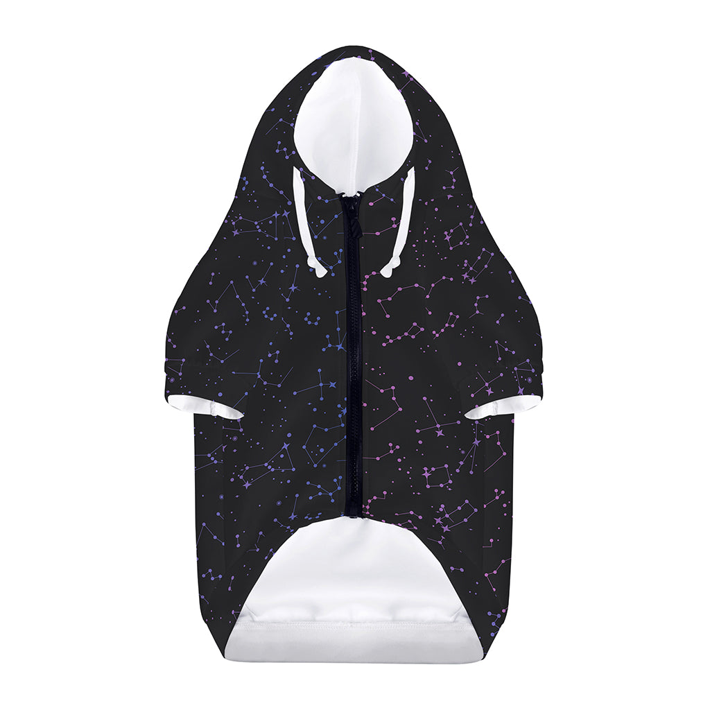 Purple Zodiac Stars Pattern Print Dog Zip Up Hoodie