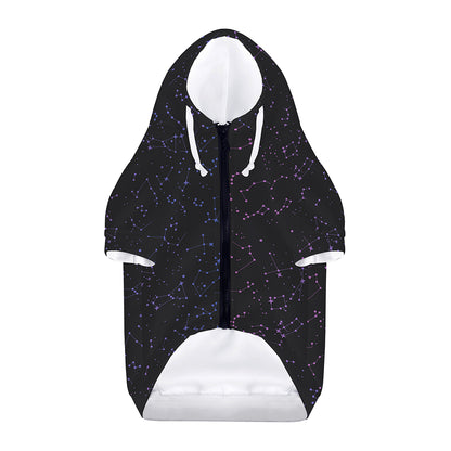 Purple Zodiac Stars Pattern Print Dog Zip Up Hoodie