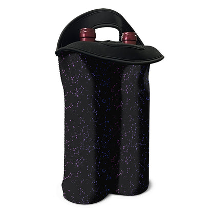 Purple Zodiac Stars Pattern Print Double Neoprene Wine Tote