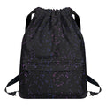 Purple Zodiac Stars Pattern Print Drawstring Backpack