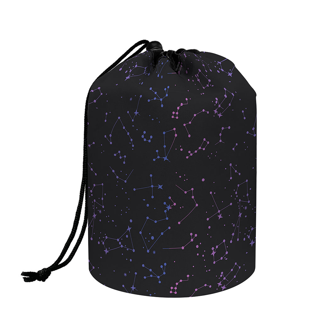 Purple Zodiac Stars Pattern Print Drawstring Makeup Bag