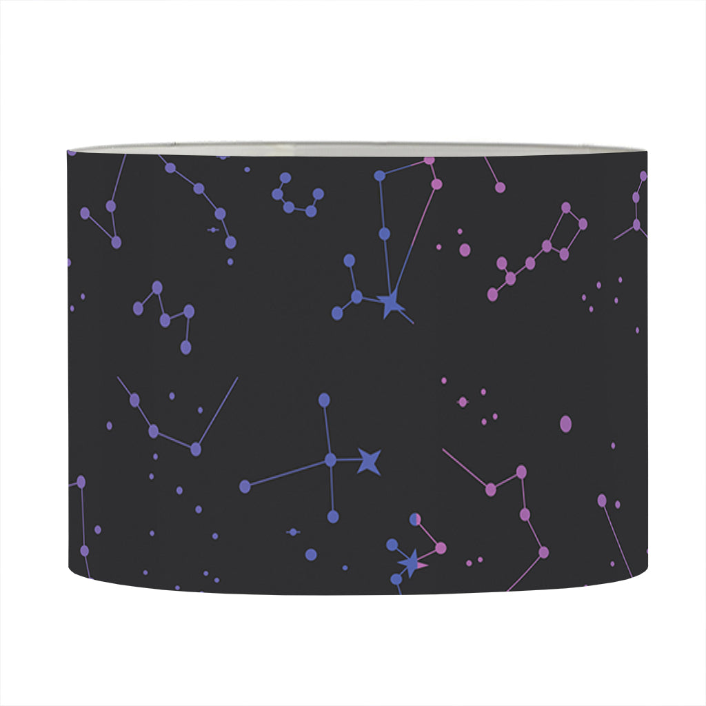 Purple Zodiac Stars Pattern Print Drum Lamp Shade