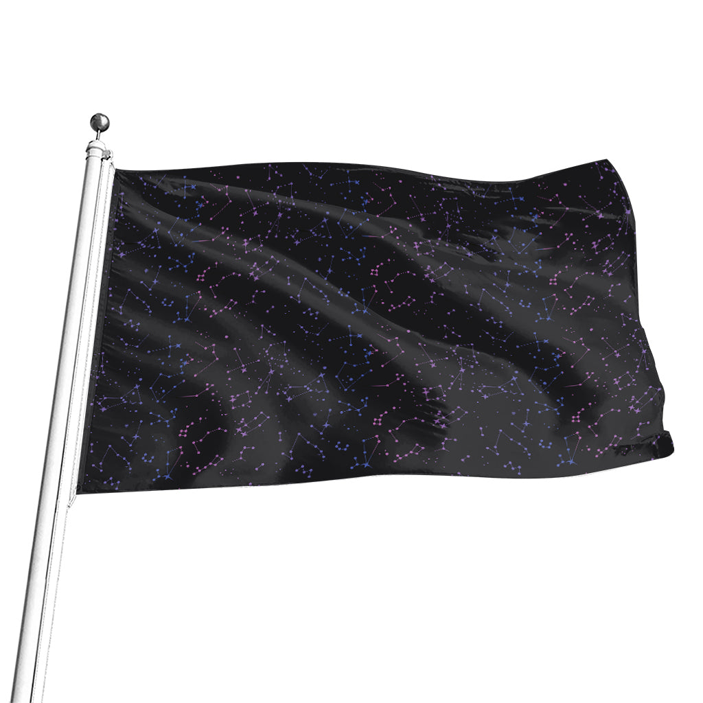 Purple Zodiac Stars Pattern Print Flag