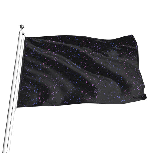 Purple Zodiac Stars Pattern Print Flag