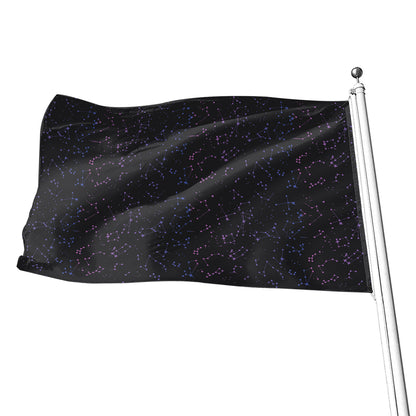 Purple Zodiac Stars Pattern Print Flag
