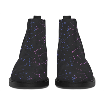 Purple Zodiac Stars Pattern Print Flat Ankle Boots