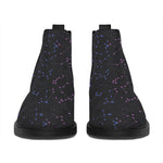 Purple Zodiac Stars Pattern Print Flat Ankle Boots