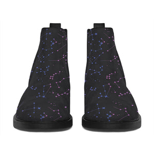 Purple Zodiac Stars Pattern Print Flat Ankle Boots