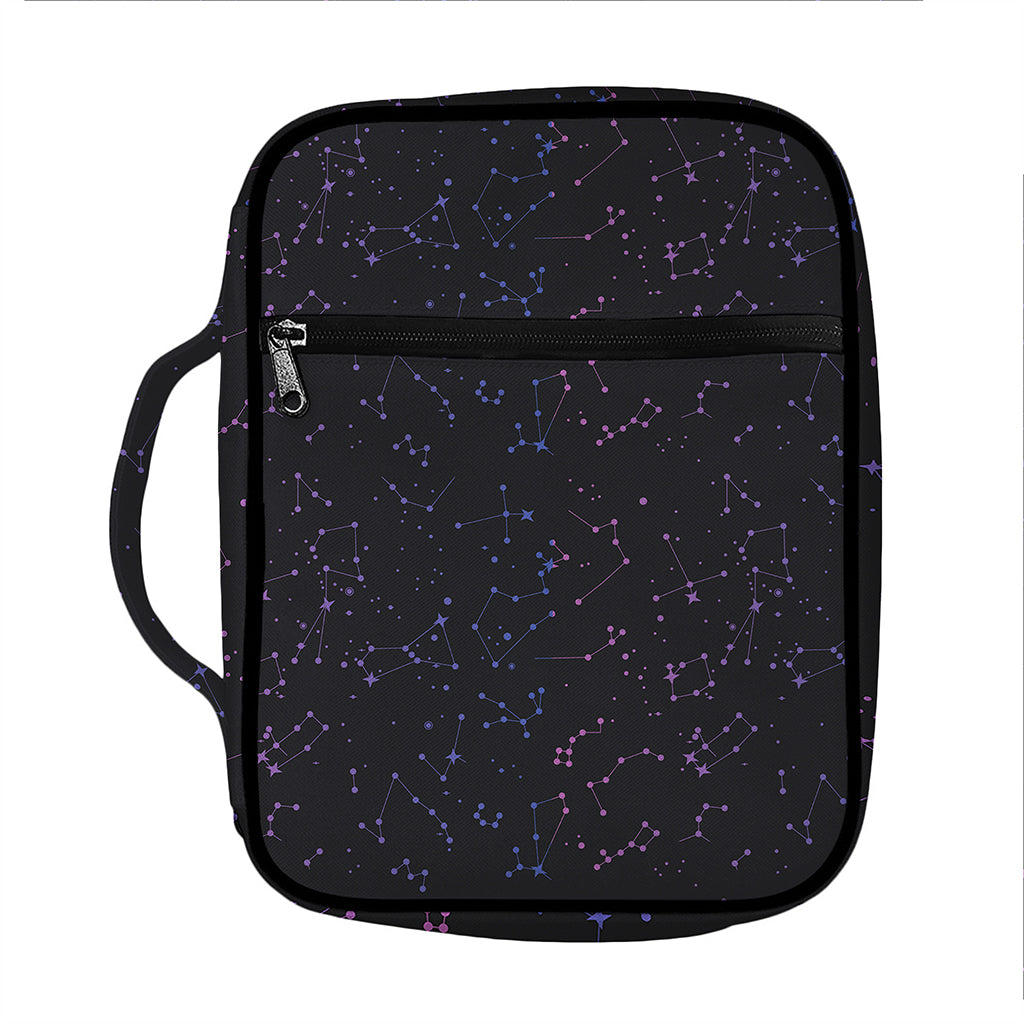 Purple Zodiac Stars Pattern Print Front Pocket Bible Bag