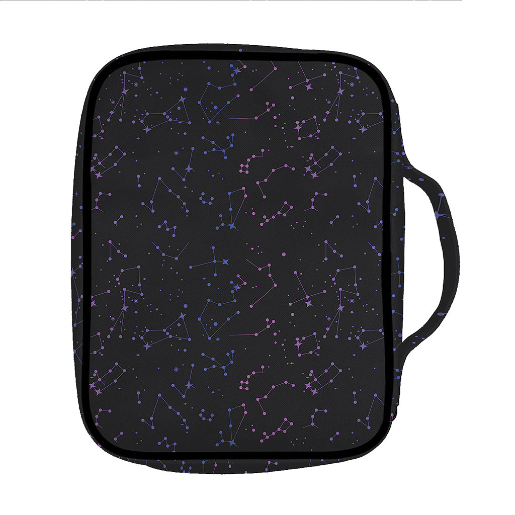 Purple Zodiac Stars Pattern Print Front Pocket Bible Bag