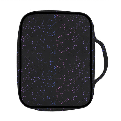 Purple Zodiac Stars Pattern Print Front Pocket Bible Bag