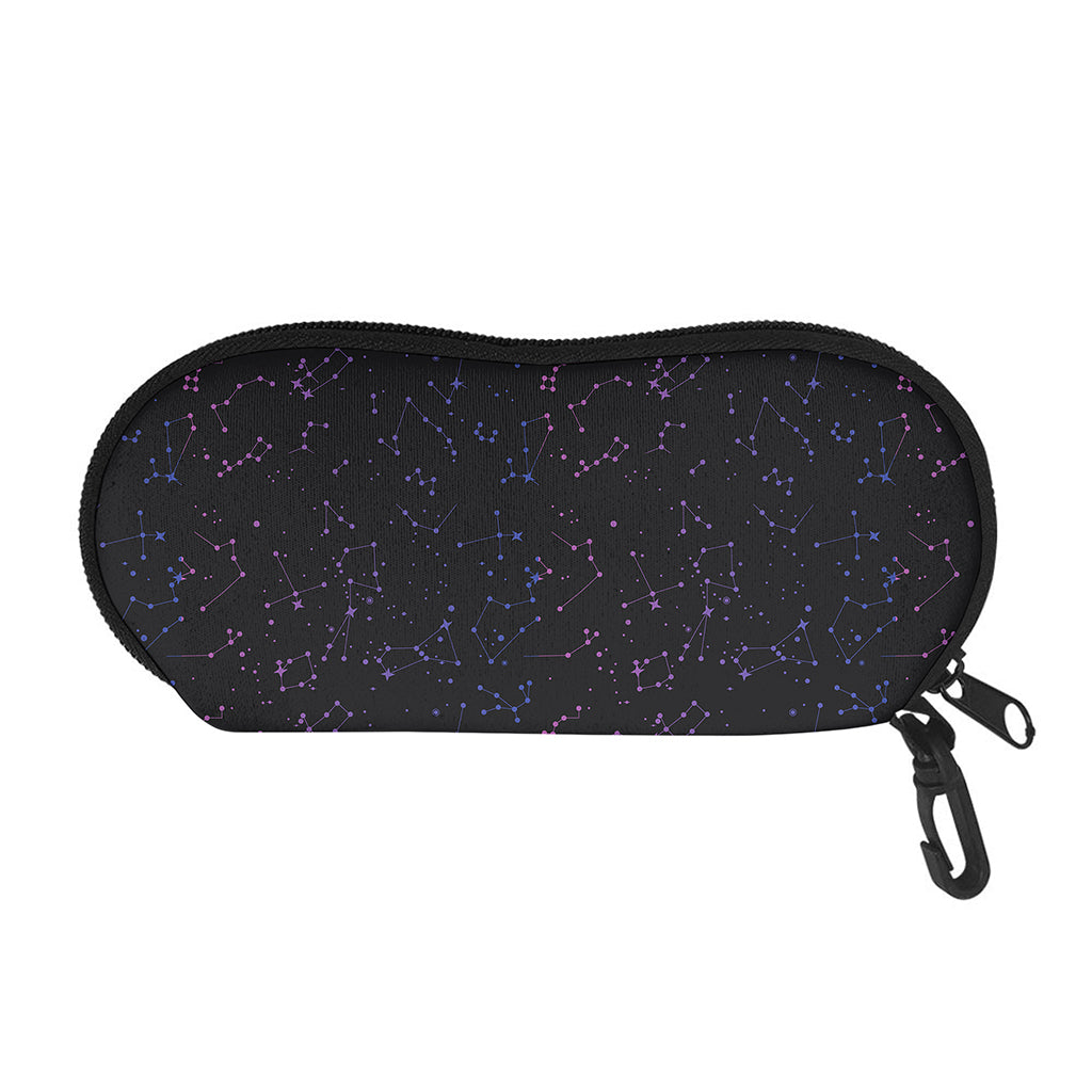 Purple Zodiac Stars Pattern Print Glasses Case