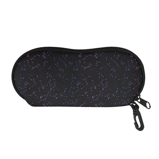 Purple Zodiac Stars Pattern Print Glasses Case