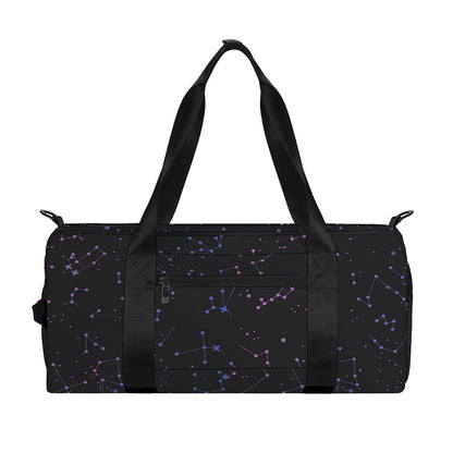 Purple Zodiac Stars Pattern Print Gym Bag