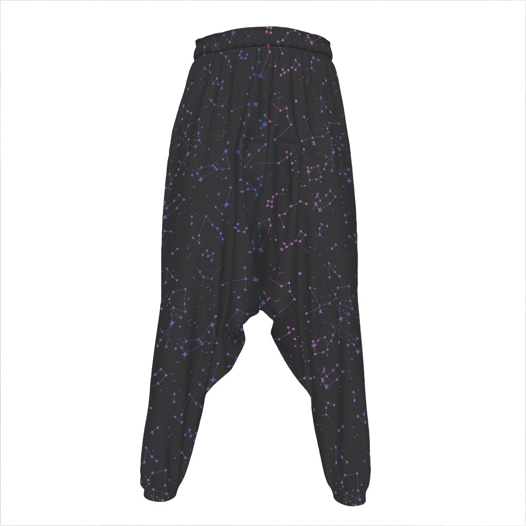 Purple Zodiac Stars Pattern Print Hammer Pants