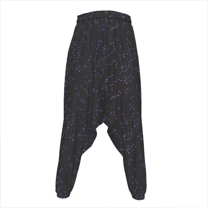 Purple Zodiac Stars Pattern Print Hammer Pants
