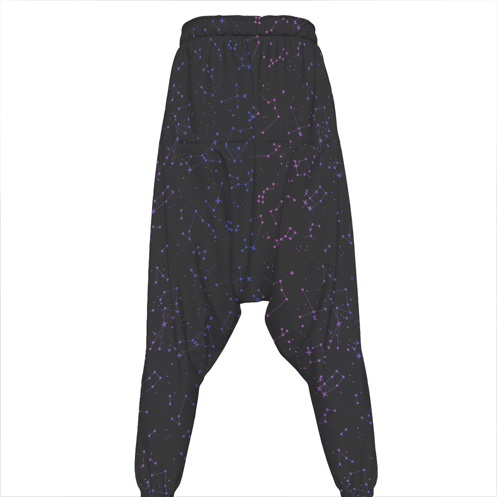Purple Zodiac Stars Pattern Print Hammer Pants