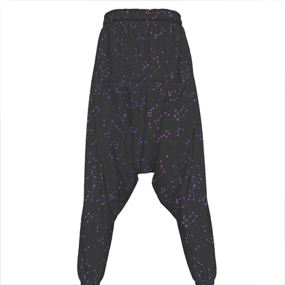 Purple Zodiac Stars Pattern Print Hammer Pants
