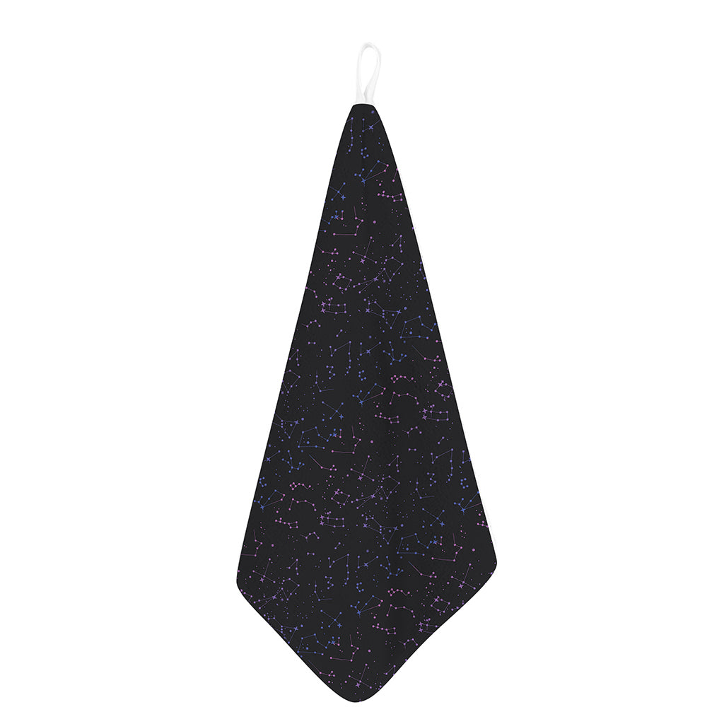 Purple Zodiac Stars Pattern Print Hand Towel