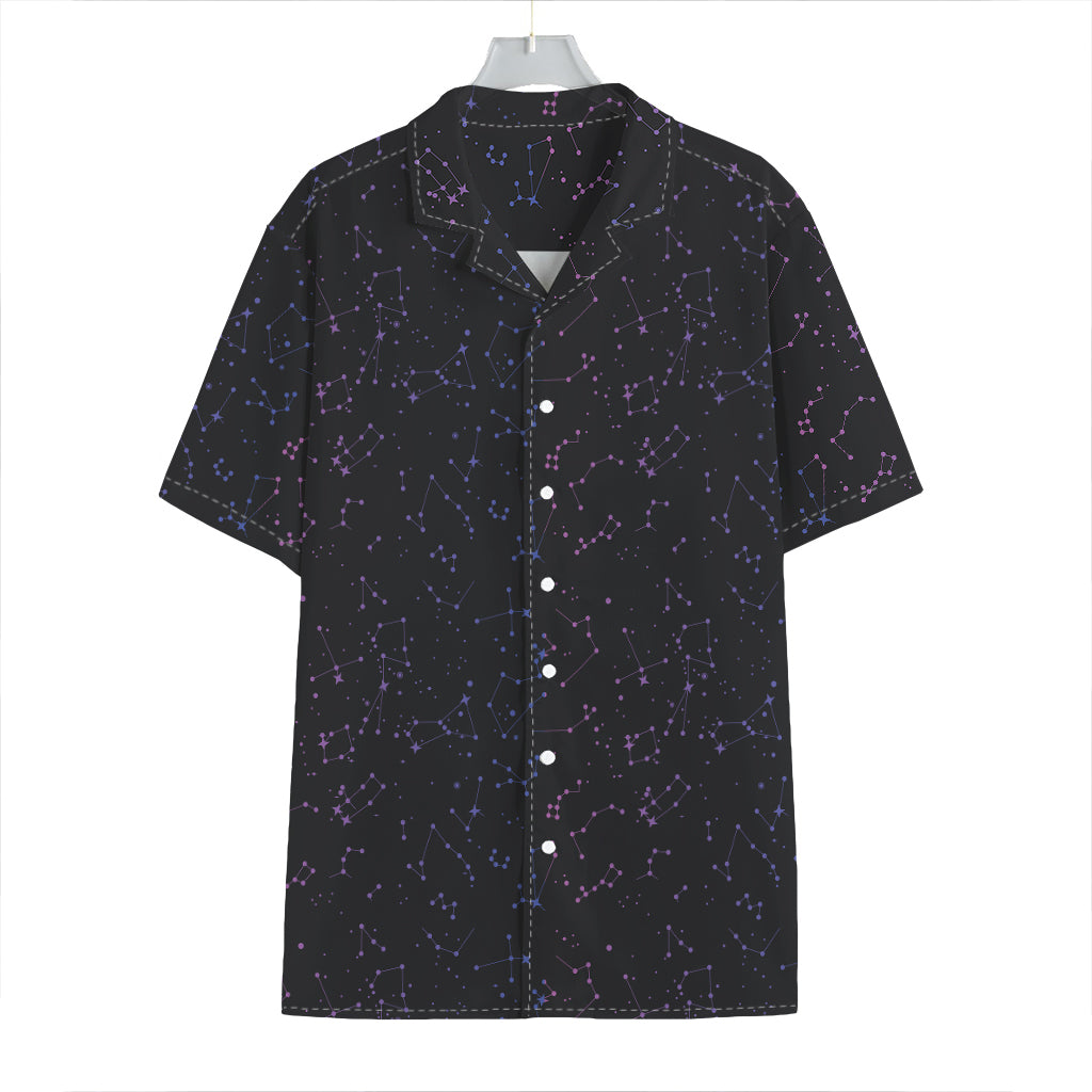 Purple Zodiac Stars Pattern Print Hawaiian Shirt