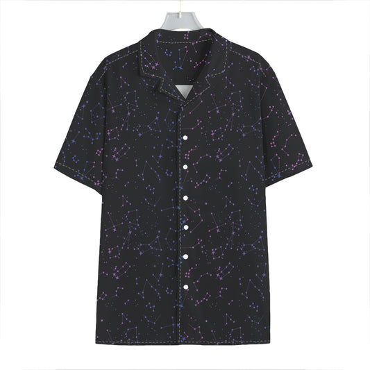 Purple Zodiac Stars Pattern Print Hawaiian Shirt