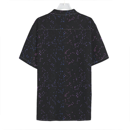 Purple Zodiac Stars Pattern Print Hawaiian Shirt