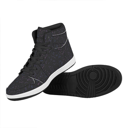 Purple Zodiac Stars Pattern Print High Top Leather Sneakers