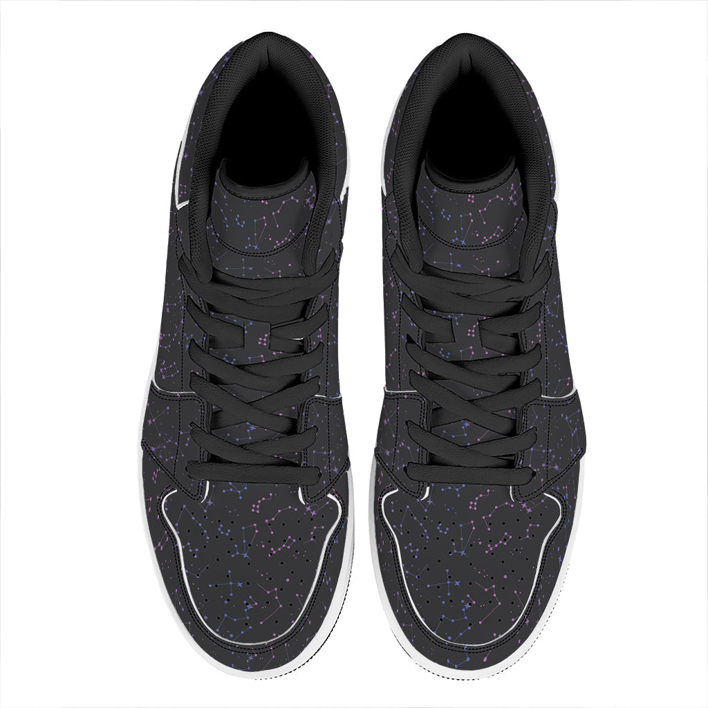 Purple Zodiac Stars Pattern Print High Top Leather Sneakers