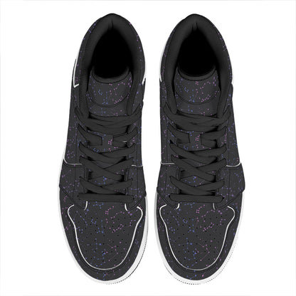 Purple Zodiac Stars Pattern Print High Top Leather Sneakers