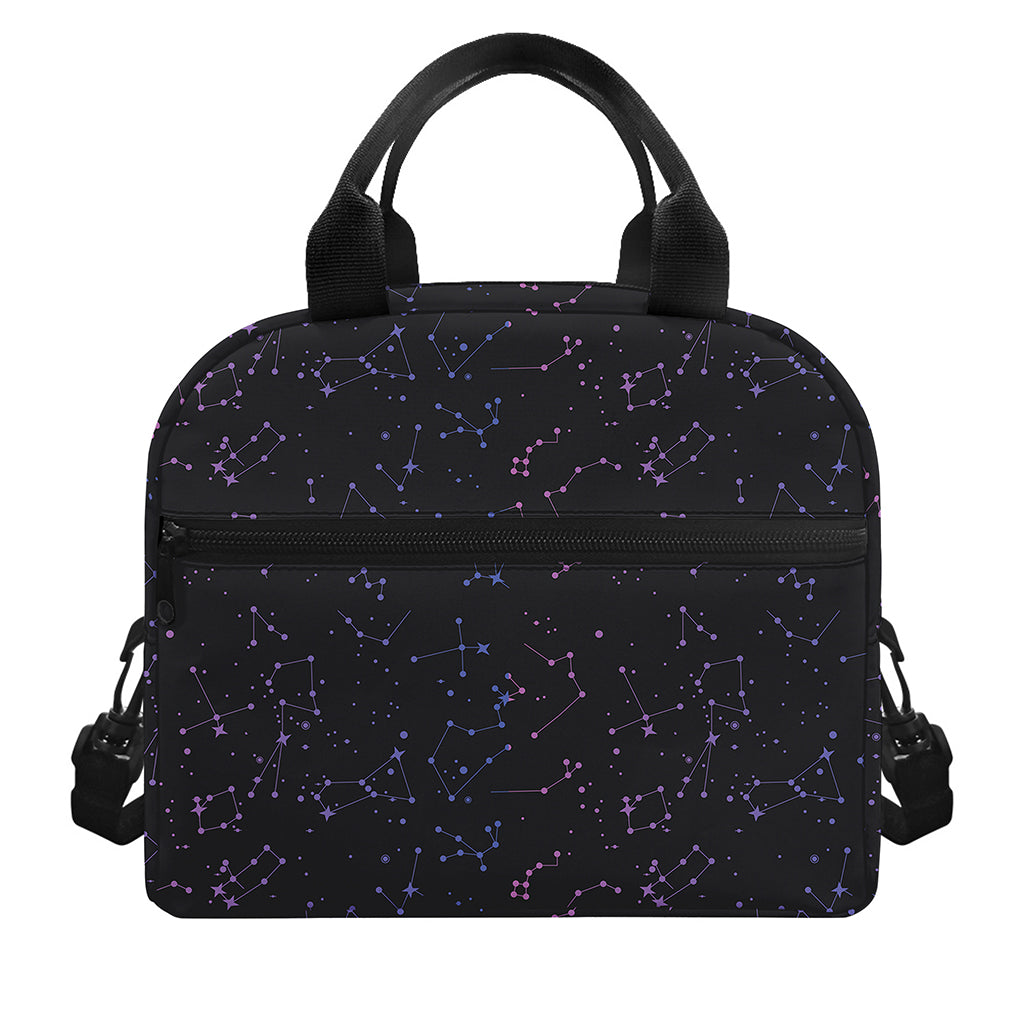 Purple Zodiac Stars Pattern Print Insulated Lunch Bag