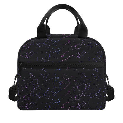 Purple Zodiac Stars Pattern Print Insulated Lunch Bag