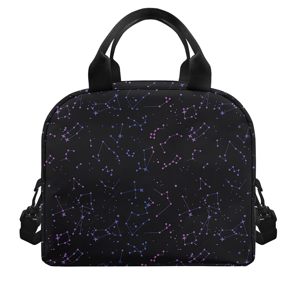 Purple Zodiac Stars Pattern Print Insulated Lunch Bag
