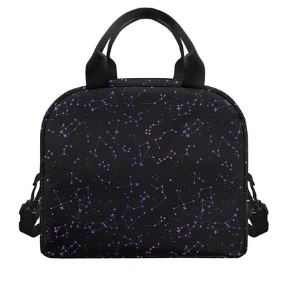 Purple Zodiac Stars Pattern Print Insulated Lunch Bag