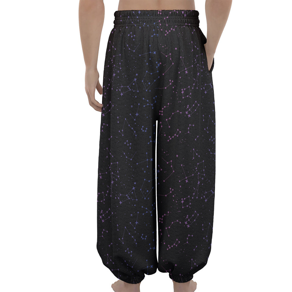 Purple Zodiac Stars Pattern Print Lantern Pants