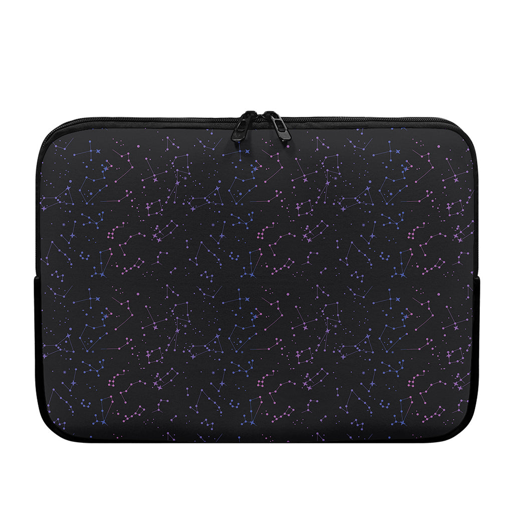 Purple Zodiac Stars Pattern Print Laptop Sleeve