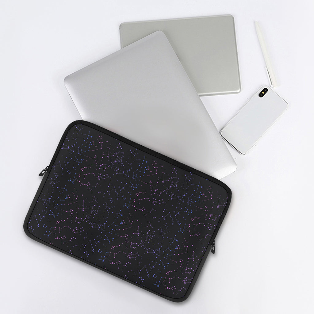 Purple Zodiac Stars Pattern Print Laptop Sleeve