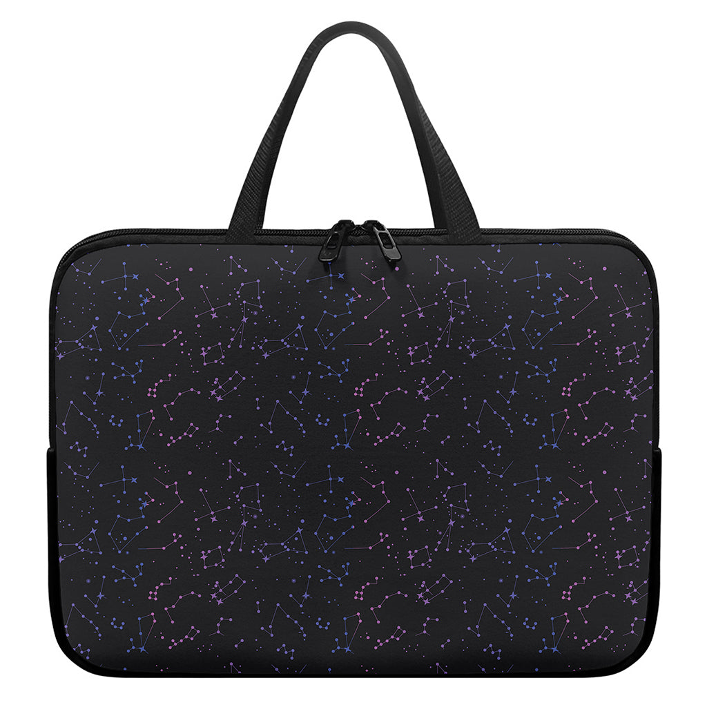 Purple Zodiac Stars Pattern Print Laptop Sleeve With Handle