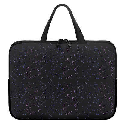 Purple Zodiac Stars Pattern Print Laptop Sleeve With Handle