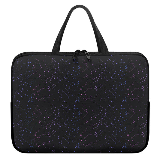 Purple Zodiac Stars Pattern Print Laptop Sleeve With Handle
