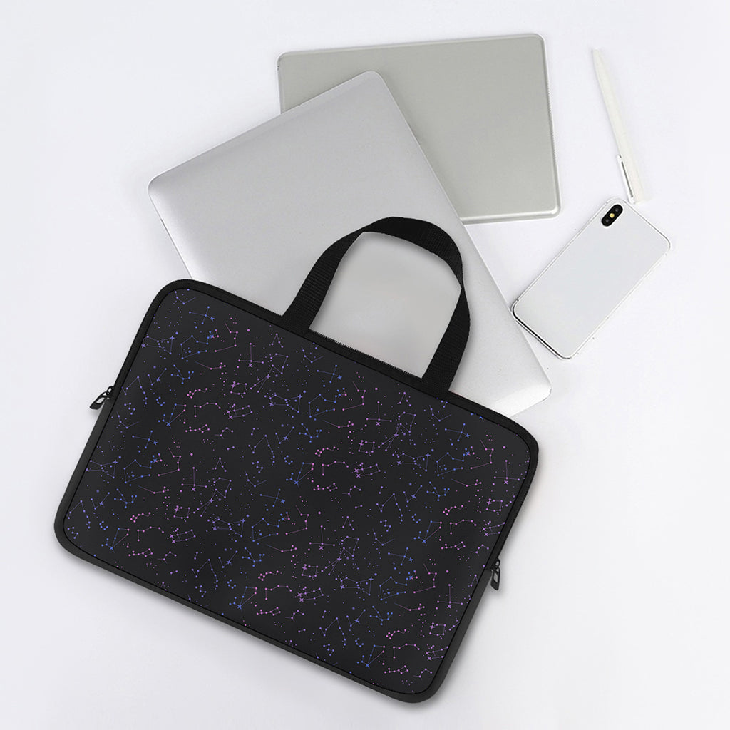 Purple Zodiac Stars Pattern Print Laptop Sleeve With Handle